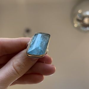 Jamie Joseph aquamarine parrallelogram/ rectangle ring with 14k yellow gold size